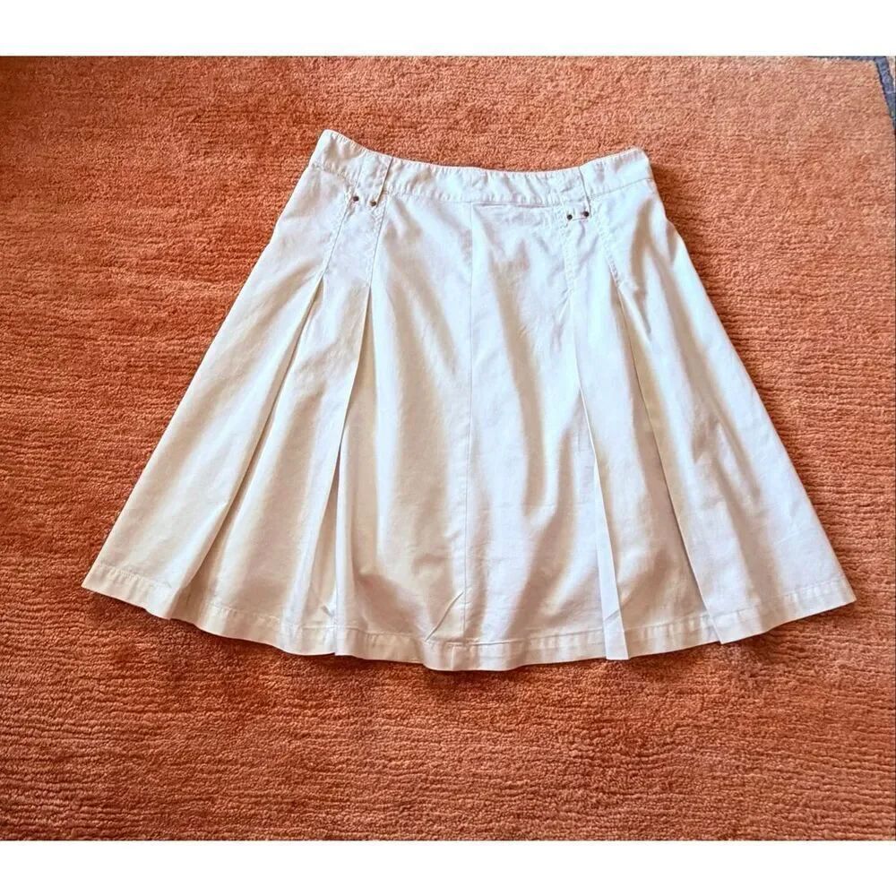 Jones New York Cotton Pleated Skirt A-Line Classic Size 14